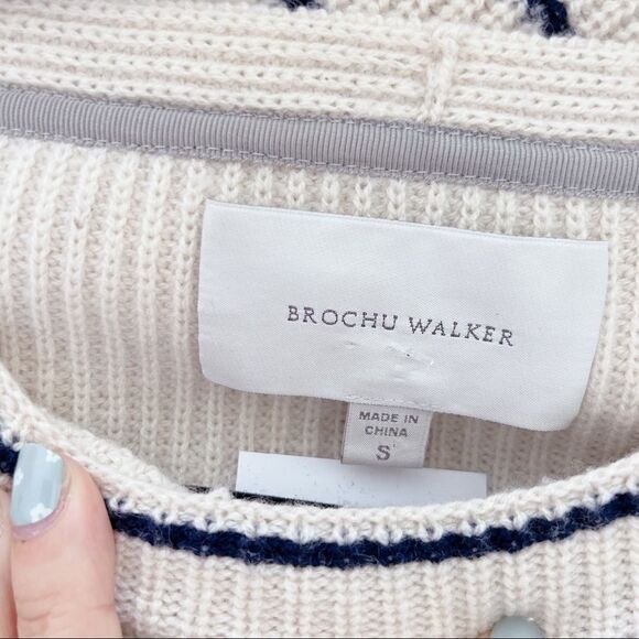 Brochu Walker Reir Striped wool cashmere Sweater Beige Size S - Picture 8 of 8